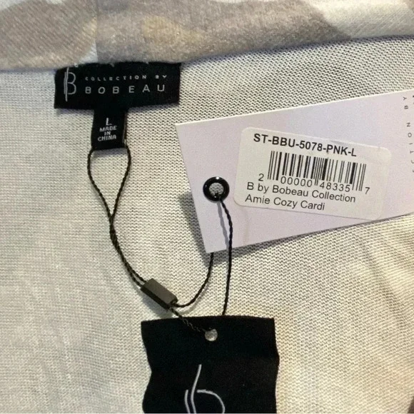 Collection by Bobeau “Amie” pink camouflage waterfall cardigan, size L, NWT - Picture 4 of 6